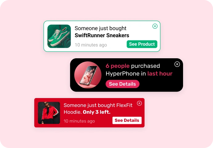 Create popups to display social proof on your site