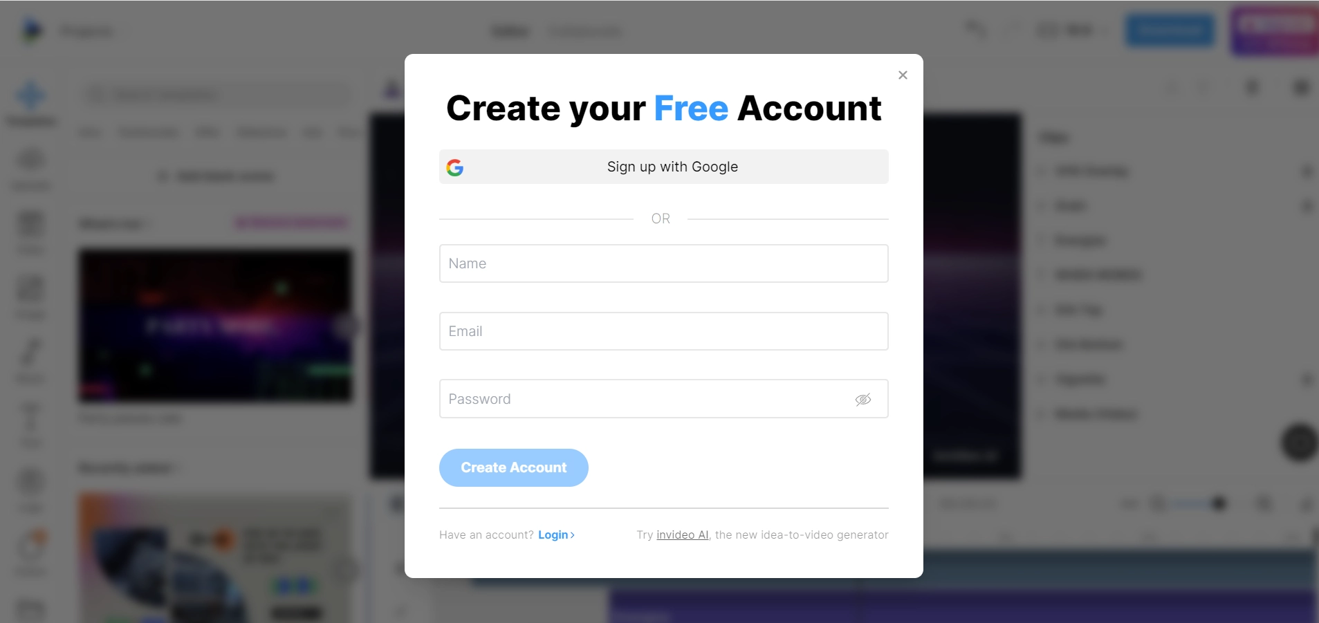 Invideo Formular