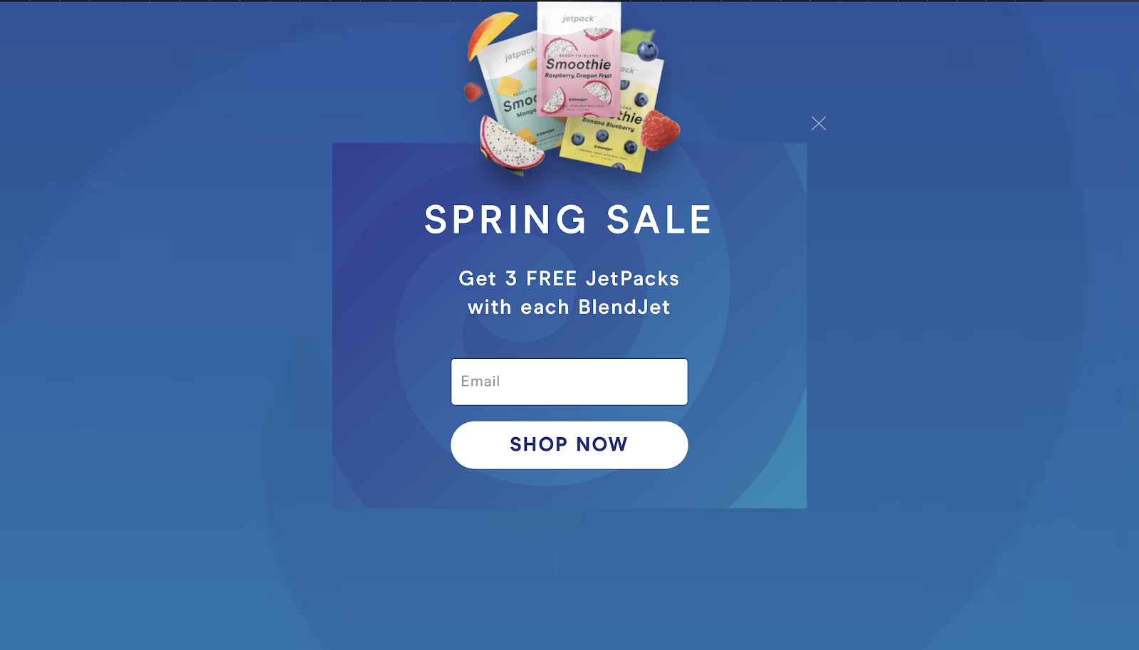 BlendJet Email Opt-in Website Pop-Up example