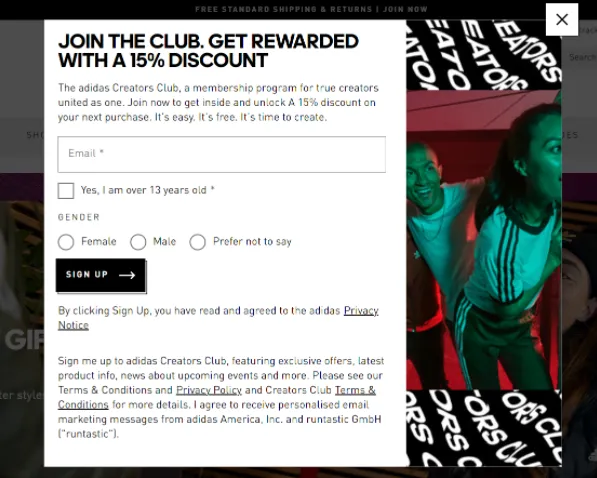 exemple boutique adidas