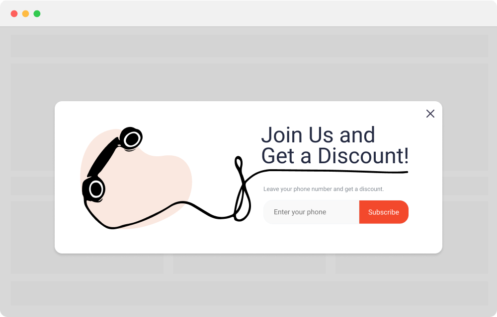 Exemple de pop-up de réduction