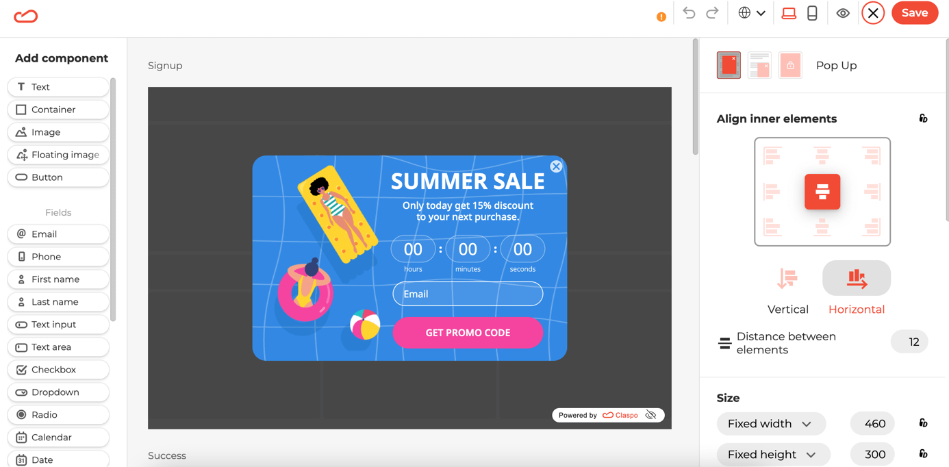 Modifiez votre pop-up