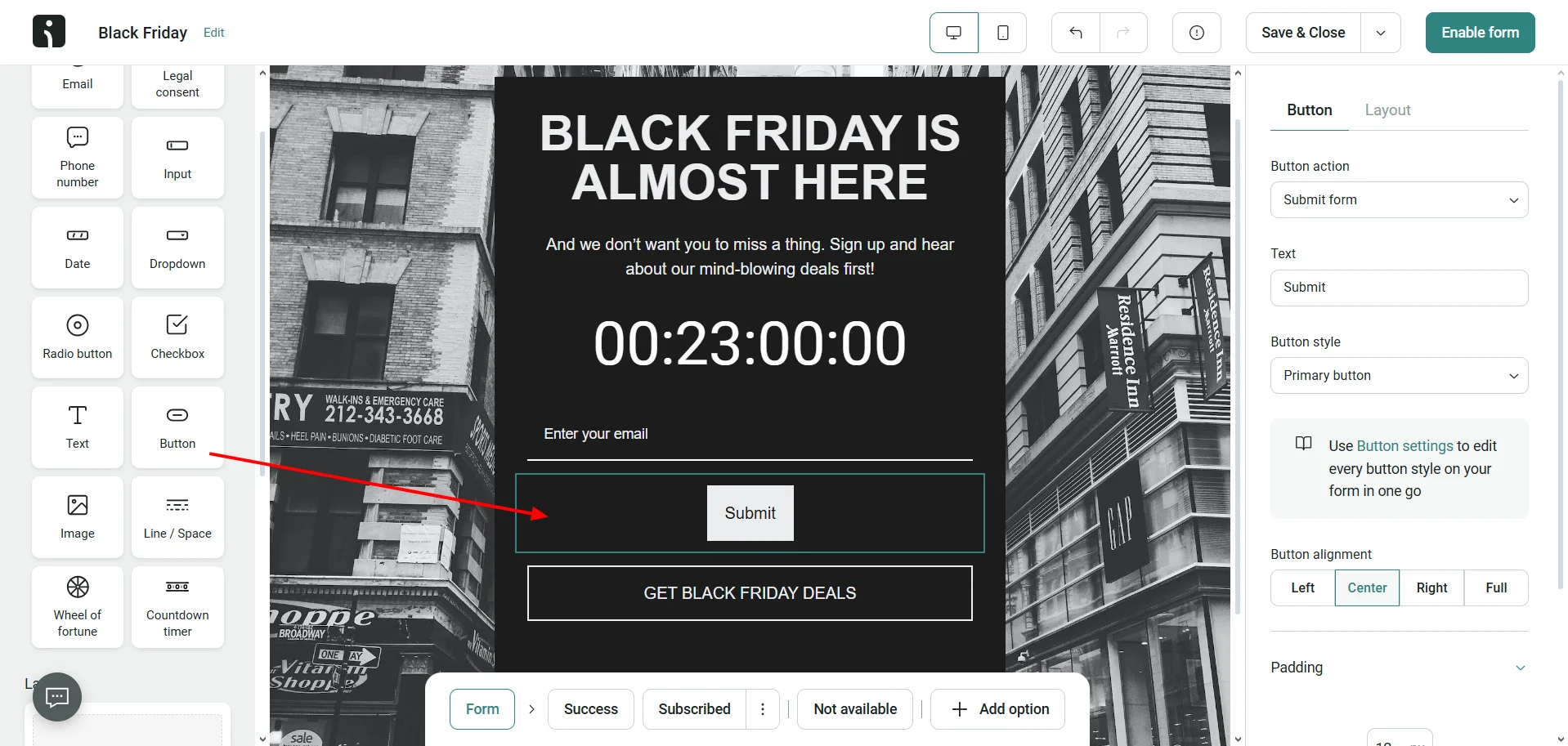 Omnisend-button-settings