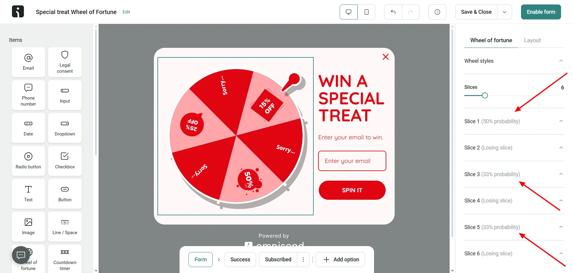 Spin-to-win-Omnisend-prize-pool-management