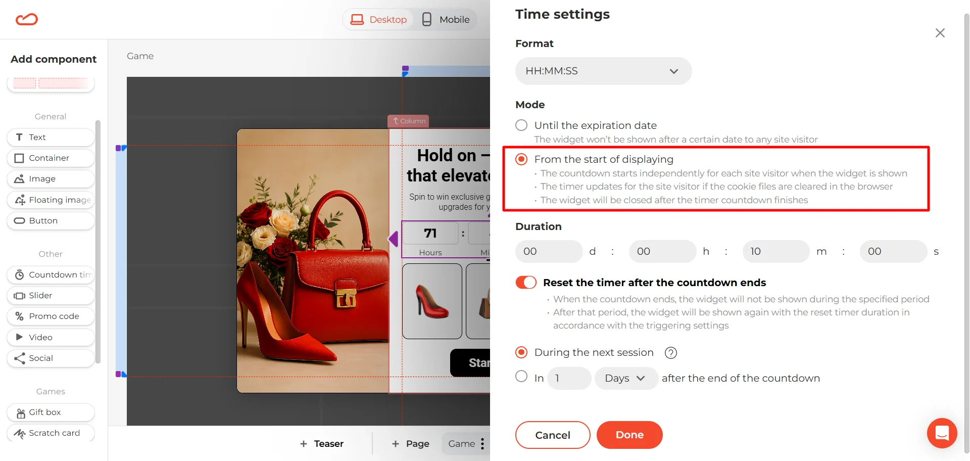 claspo-relative-countdown-timer-settings