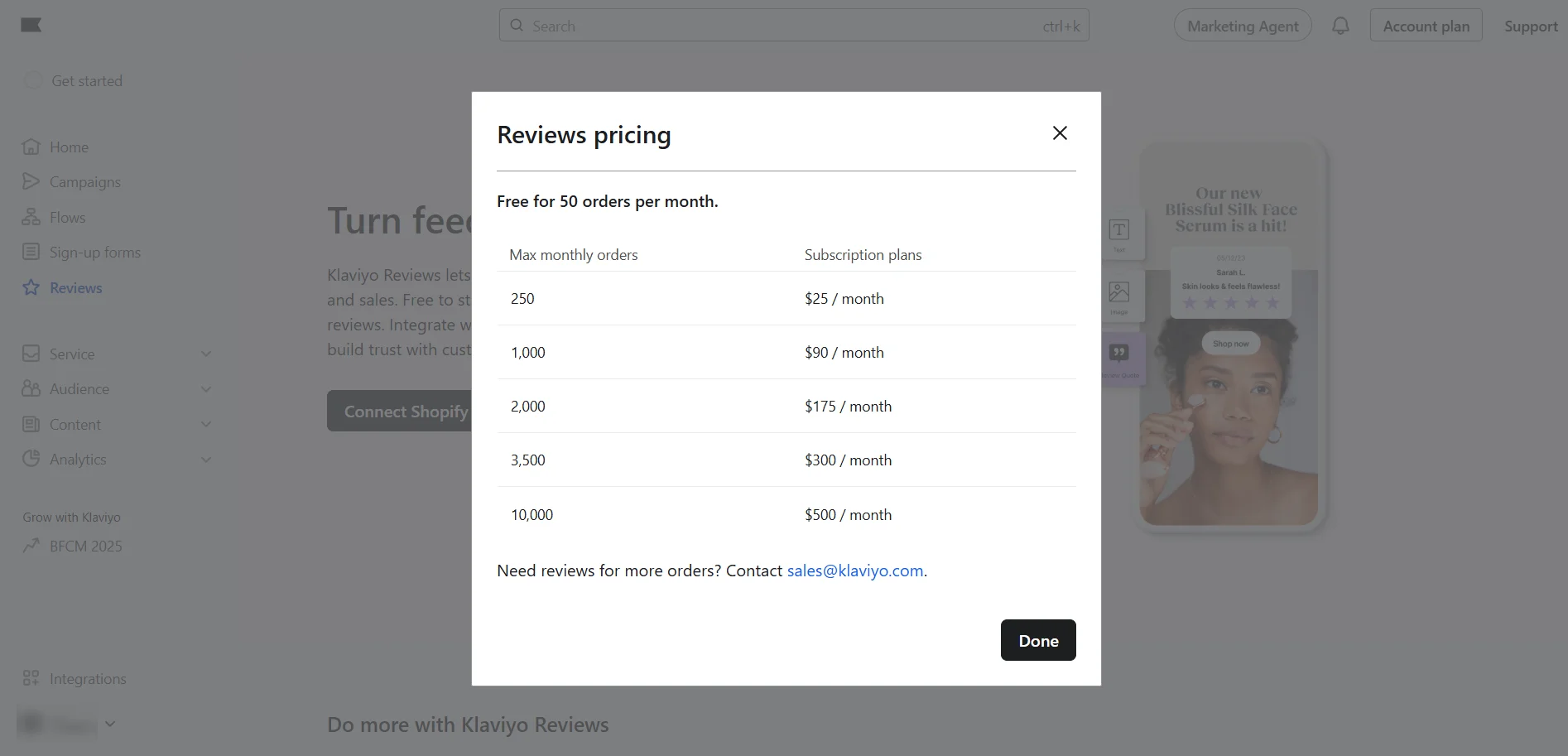 Klaviyo-feedback-pricing